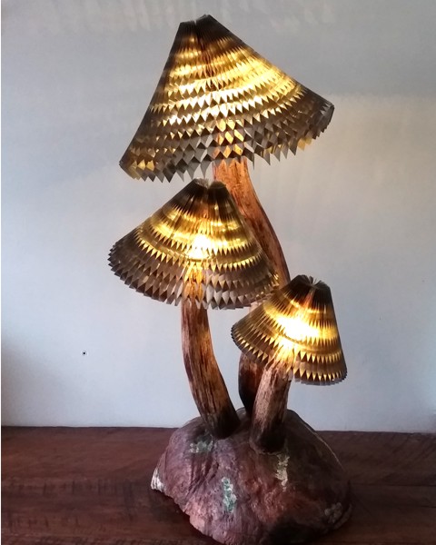 The "La Morille" lighted sculpture is part of the Mushroom collection which is very organic in design